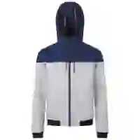 На картинке: Куртка унисекс Voltage, серый меланж с темно-синим на белом фоне