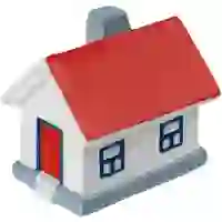 На картинке: Сквиши-антистресс «Домик», с красной крышей на белом фоне