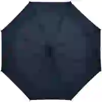 На картинке: Зонт складной Clevis с ручкой-карабином, темно-синий на белом фоне