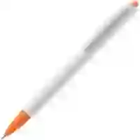 На картинке: Ручка шариковая Tick, белая с оранжевым на белом фоне