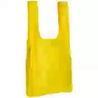 На картинке: Складная сумка для покупок Packins, желтая на белом фоне
