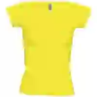 На картинке: Футболка женская Melrose 150 с глубоким вырезом, лимонно-желтая на белом фоне