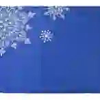 На картинке: Декоративная салфетка «Снежинки», синяя на белом фоне