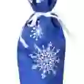 На картинке: Чехол для шампанского «Снежинки», синий на белом фоне