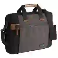 На картинке: Сумка для ноутбука Sideways Laptop Bag, черная с серым на белом фоне
