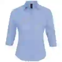 На картинке: Рубашка женская с рукавом 3/4 Effect 140, голубая на белом фоне