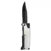 На картинке: Нож складной с фонариком и огнивом Ster, серый на белом фоне