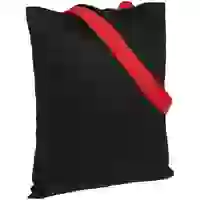 На картинке: Холщовая сумка BrighTone, черная с красными ручками на белом фоне