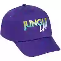 На картинке: Бейсболка с вышивкой Jungle Law, фиолетовая на белом фоне