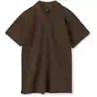 На картинке: Рубашка поло мужская Summer 170, темно-коричневая (шоколад) на белом фоне