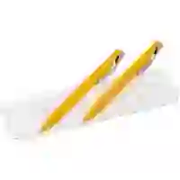 На картинке: Набор Pin Soft Touch: ручка и карандаш, желтый на белом фоне