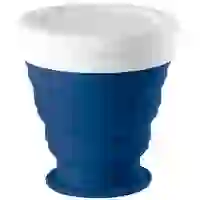 На картинке: Складной стакан с крышкой Astrada, синий на белом фоне