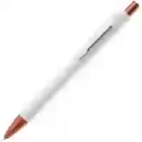 На картинке: Ручка шариковая Chromatic White, белая с оранжевым на белом фоне