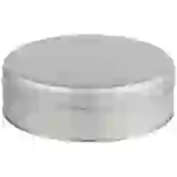 На картинке: Коробка круглая Flapjack, большая, серебристая на белом фоне