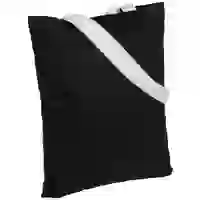 На картинке: Холщовая сумка BrighTone, черная с белыми ручками на белом фоне