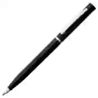 На картинке: Ручка шариковая Euro Chrome, черная на белом фоне