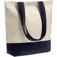 На картинке: Холщовая сумка Shopaholic, темно-синяя на белом фоне