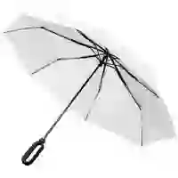 На картинке: Зонт складной Hoopy с ручкой-карабином, белый на белом фоне