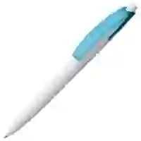 На картинке: Ручка шариковая Bento, белая с голубым на белом фоне