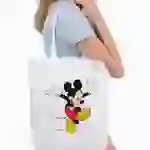 На картинке: Холщовая сумка «Микки Маус. Fun», белая на белом фоне