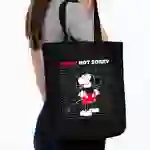 На картинке: Холщовая сумка «Микки Маус. Sorry», черная на белом фоне