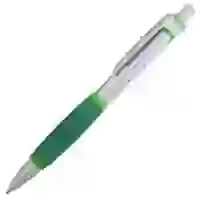 На картинке: Ручка шариковая Boomer, с зелеными элементами на белом фоне