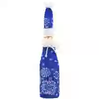 На картинке: Чехол на бутылку Snow Fairy, синий (василек) на белом фоне