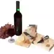 На картинке: Набор для вина и сыра «Эдам» на белом фоне