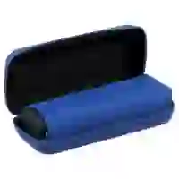 На картинке: Зонт складной Unit Five, синий в черно-синем чехле на белом фоне