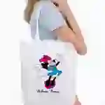 На картинке: Холщовая сумка «Минни Маус. So Happy!», белая на белом фоне