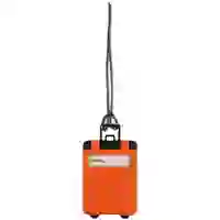 На картинке: Бирка для багажа Trolley, оранжевая на белом фоне