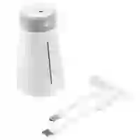 На картинке: Увлажнитель воздуха с вентилятором и лампой airCan, белый на белом фоне