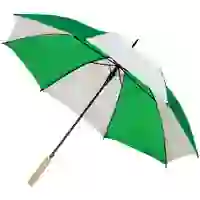 На картинке: Зонт-трость Milkshake, белый с зеленым на белом фоне