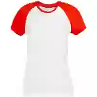 На картинке: Футболка женская T-bolka Bicolor Lady, белая с красным на белом фоне