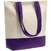 На картинке: Холщовая сумка Shopaholic, фиолетовая на белом фоне