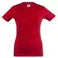 На картинке: Футболка женская Unit Stretch 190 красная на белом фоне