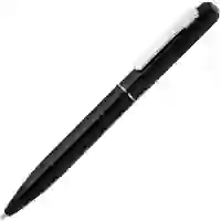 На картинке: Ручка шариковая Scribo, черная на белом фоне