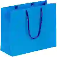 На картинке: Пакет бумажный Porta S, голубой на белом фоне