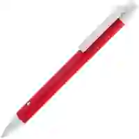 На картинке: Ручка шариковая Button Up, красная с белым на белом фоне
