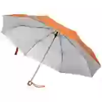 На картинке: Зонт складной Silverlake, оранжевый с серебристым на белом фоне