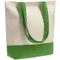 На картинке: Холщовая сумка Shopaholic, ярко-зеленая на белом фоне
