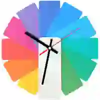 На картинке: Часы настенные Transformer Clock. White & Multicolor на белом фоне