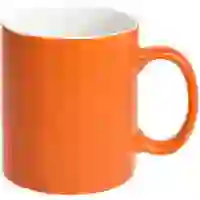 На картинке: Кружка Promo матовая, оранжевая на белом фоне