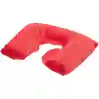 На картинке: Надувная подушка под шею в чехле Sleep, красная на белом фоне