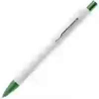 На картинке: Ручка шариковая Chromatic White, белая с зеленым на белом фоне