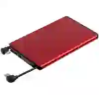 На картинке: Металлический аккумулятор Double Reel 5000 мАч, красный на белом фоне