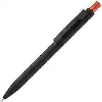 На картинке: Ручка шариковая Chromatic, черная с оранжевым на белом фоне