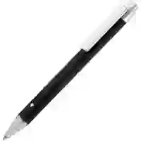 На картинке: Ручка шариковая Button Up, черная с серебристым на белом фоне