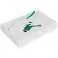 На картинке: Набор Twist White, белый с зеленым, 16 Гб на белом фоне