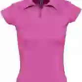 На картинке: Рубашка поло женская без пуговиц Pretty 220, ярко-розовая на белом фоне